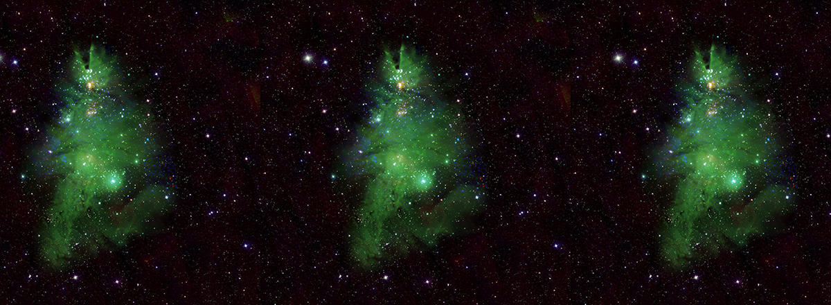NGC 2264 is a Stunning "Christmas Tree Cluster" Illuminated by Telescopes