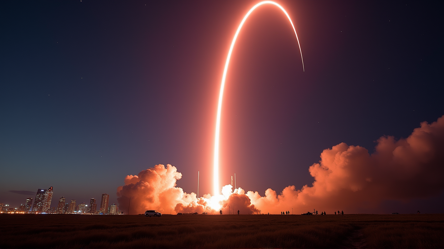 Witness the Dazzling Display: SpaceX Falcon 9's Night Sky Illumination in Riverside!