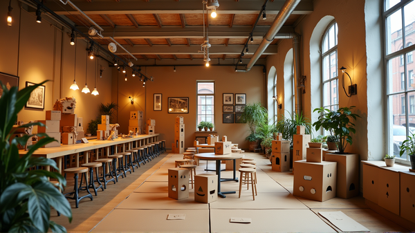 Brooklyn's Cardboard Coworking Space: A Playful Realm for AI Chatbots